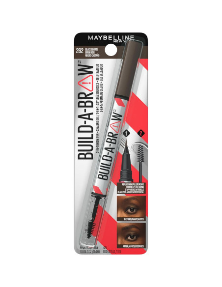 Lápiz y Gel Sellador para Cejas Maybelline Build-A-Brow Marrón Negro 1.4g Lápiz y Gel Sellador para Cejas Maybelline Build-A-Brow Marrón Negro 1.4g