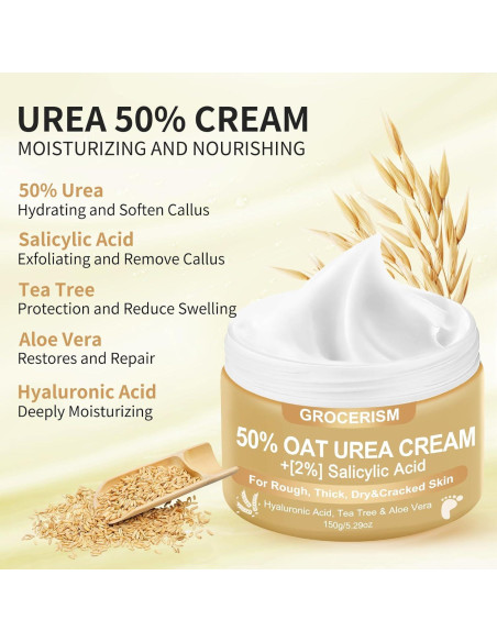 Crema de Urea 50% Grocerism con Avena y Ácido Salicílico 150g Crema de Urea 50% Grocerism con Avena y Ácido Salicílico 150g