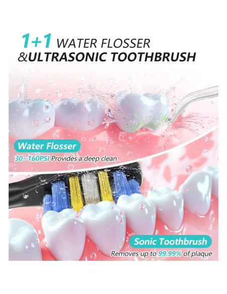 Combo Irrigador Oral y Cepillo Eléctrico HEXAYA 600ML 10 Niveles