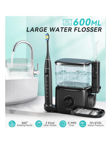 Combo Irrigador Oral y Cepillo Eléctrico HEXAYA 600ML 10 Niveles
