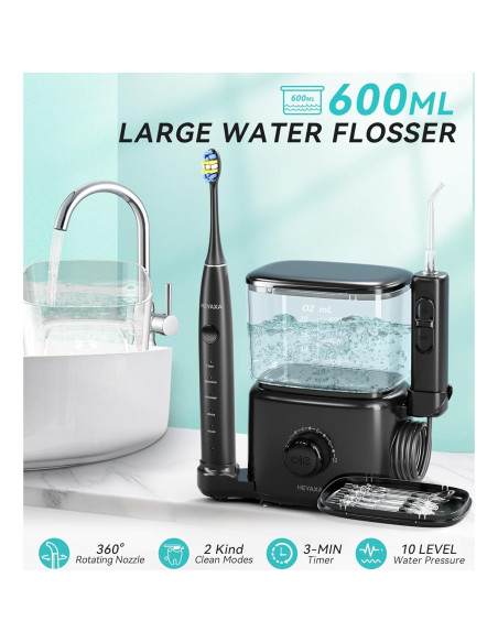 Combo Irrigador Oral y Cepillo Eléctrico HEXAYA 600ML 10 Niveles