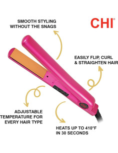 Plancha de Cerámica CHI Turmalina 1" Rosa, Alisador de Cabello 2