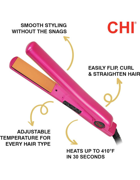 Plancha de Cerámica CHI Turmalina 1" Rosa, Alisador de Cabello
