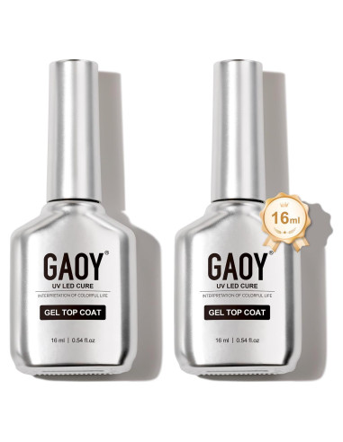 Top Coat Gel Sin Limpieza GAOY 2 Pcs 16ml Brillo Alto