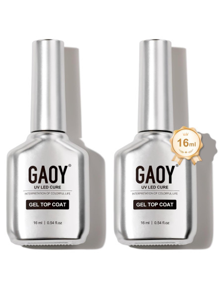 Top Coat Gel Sin Limpieza GAOY 2 Pcs 16ml Brillo Alto