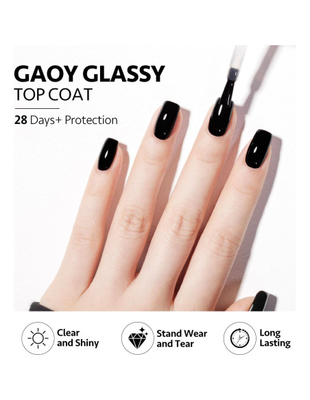 Top Coat Gel Sin Limpieza GAOY 2 Pcs 16ml Brillo Alto