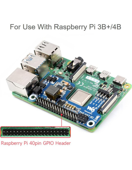 HAT PoE Waveshare para Raspberry Pi 3B+/4B, 5V 2.5A
