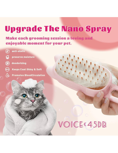 Cepillo de Vapor para Gatos Belieonu 3 en 1 con Spray y Masaje