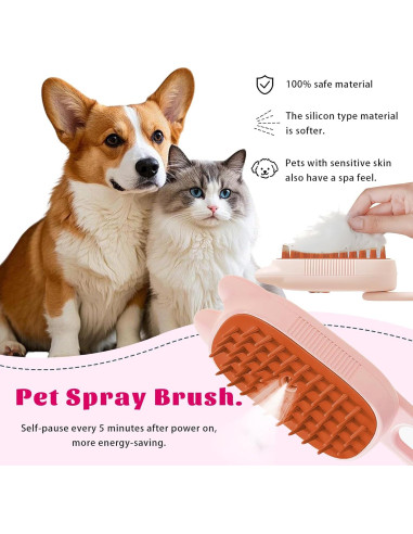 Cepillo de Vapor para Gatos Belieonu 3 en 1 con Spray y Masaje
