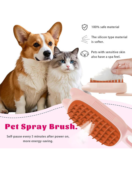 Cepillo de Vapor para Gatos Belieonu 3 en 1 con Spray y Masaje