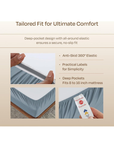 Conjunto de Sábanas King 100% Algodón Sateen California Design Den 800 Hilos Azul