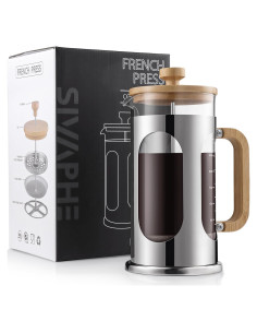 Cafetera Prensa Francesa Sivaphe 1000 ml Vidrio y Bambú