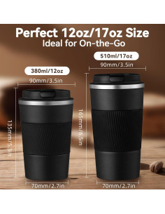 Taza de viaje Baodaadan 350ml acero inoxidable negra 2