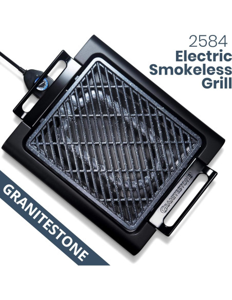 Parrilla eléctrica sin humo Granitestone 1500W 40.6x33cm