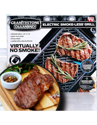 Parrilla eléctrica sin humo Granitestone 1500W 40.6x33cm