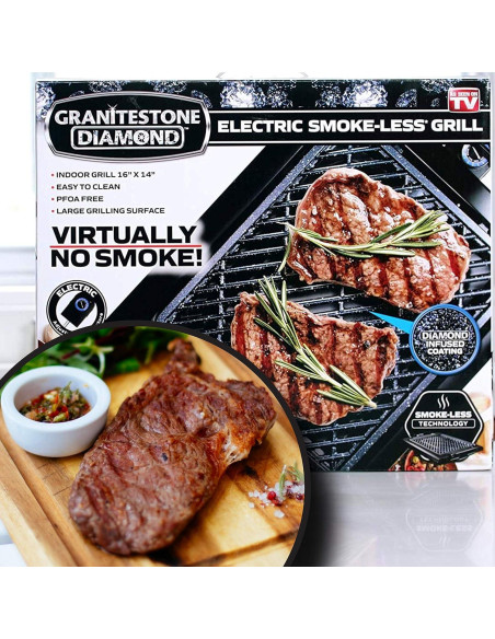 Parrilla eléctrica sin humo Granitestone 1500W 40.6x33cm