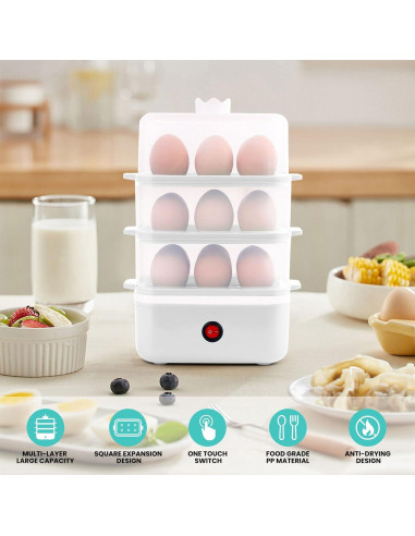 Cocedor de Huevos Eléctrico Yeatem ZDQ-1 para 18 Huevos