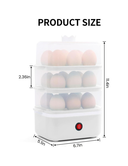 Cocedor de Huevos Eléctrico Yeatem ZDQ-1 para 18 Huevos