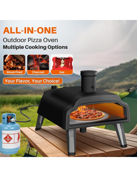 Horno de Pizza Multi-Fuel FrigiLife 30 cm Gas y Leña