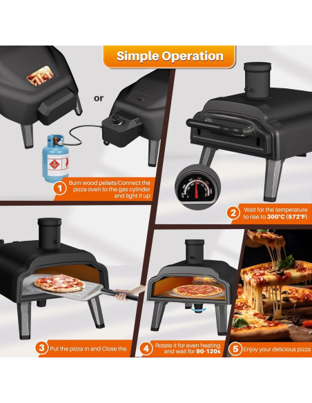 Horno de Pizza Multi-Fuel FrigiLife 30 cm Gas y Leña
