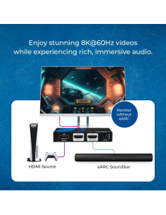 Extractor de Audio eARC OREI BK-929 8K HDMI 2.1 para Barra de Sonido 2