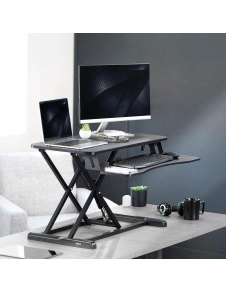 Convertidor de Escritorio VIVO 32" Ajustable Doble Monitor Negro
