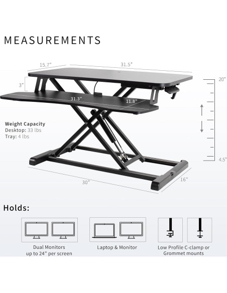 Convertidor de Escritorio VIVO 32" Ajustable Doble Monitor Negro