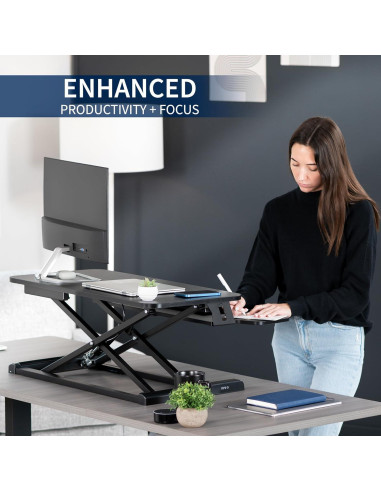 Convertidor de Escritorio VIVO 32" Ajustable Doble Monitor Negro