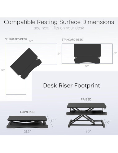 Convertidor de Escritorio VIVO 32" Ajustable Doble Monitor Negro