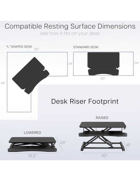 Convertidor de Escritorio VIVO 32" Ajustable Doble Monitor Negro