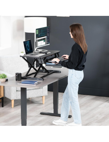 Convertidor de Escritorio VIVO 32" Ajustable Doble Monitor Negro