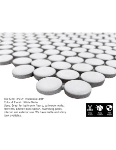 Azulejos Redondos de Porcelana Tenedos Blanco Mate 30x32 cm 2