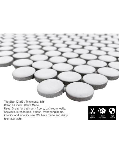 Azulejos Redondos de Porcelana Tenedos Blanco Mate 30x32 cm