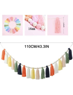 Guirnalda de Borlas Arcoíris TBACW 94 cm Decoración Infantil 2