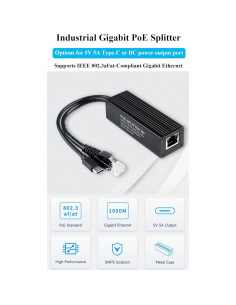 Divisor PoE Gigabit Industrial Wonrabai 5V 5A 25W USB-C 2