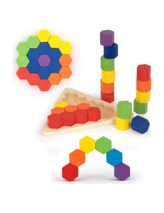 Hexablox 21 Piezas - Bloques de Madera Montessori para Niños 1+ Años