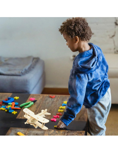 Kit de Manualidades Toyvian Avión de Madera 3D para Pintar