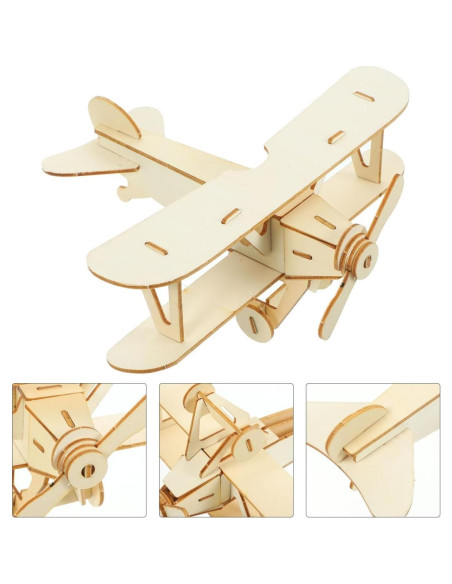 Kit de Manualidades Toyvian Avión de Madera 3D para Pintar