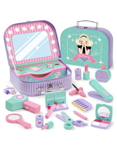 Juego de Maquillaje de Madera Toyssa 15 en 1 para Niñas 3 a 7 Años