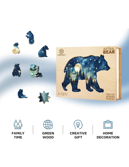 Rompecabezas de Madera Jigfoxy Oso Astral 145 Piezas 30.99x20.57cm Rompecabezas de Madera Jigfoxy Oso Astral 145 Piezas 30.99x20.57cm
