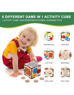 Cubo de Actividades Montessori WODI para Niños 3-6 Años - Juguete Educativo de Madera 2