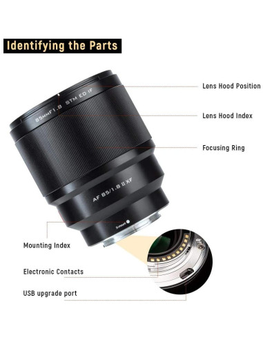 Lente VILTROX 85mm F1.8 STM para cámaras Fuji X-Mount