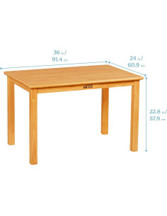 Mesa Rectangular de Madera Dura ECR4Kids 91x61 cm para Niños 2