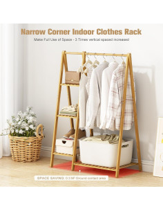 Perchero de Bambú OcBuct 4 Estantes Natural 106 cm 2