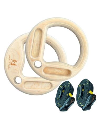 Anillas de Gimnasia de Madera Mountain Rocks 32mm con Tabla