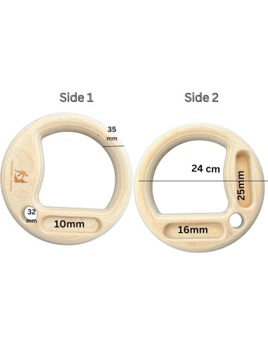 Anillas de Gimnasia de Madera Mountain Rocks 32mm con Tabla