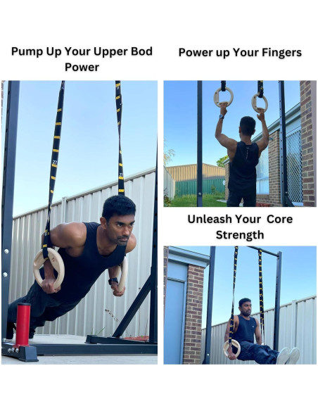 Anillas de Gimnasia de Madera Mountain Rocks 32mm con Tabla