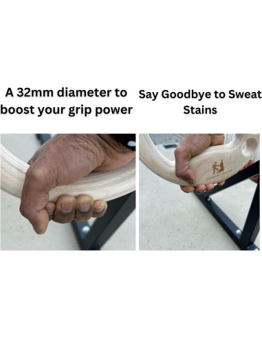 Anillas de Gimnasia de Madera Mountain Rocks 32mm con Tabla