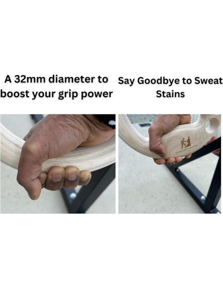 Anillas de Gimnasia de Madera Mountain Rocks 32mm con Tabla