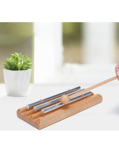 Campana de Aula de Tres Tonos MGTECH - Aluminio y Madera